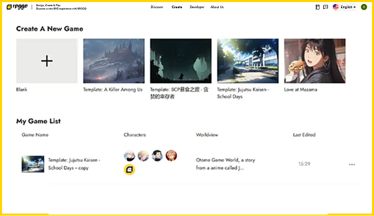 Old RPGGO create page