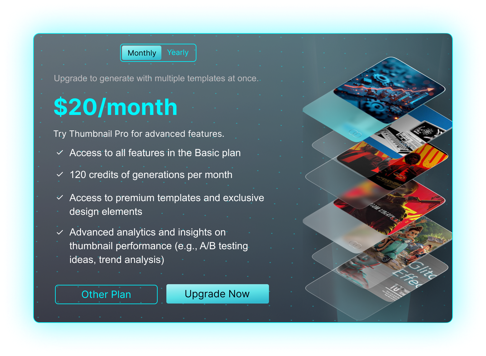 Pro upgrade modal iteration 1 — text-heavy layout